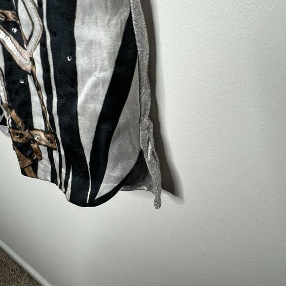 Custo Barcelona Dress Womens Size 3 US Medium Black Silver Silk Blend Sequin Y2K - Picture 10 of 16